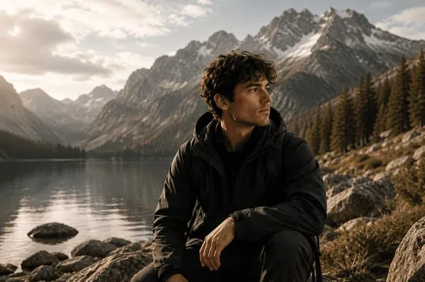 Alex Carter by a mountain lake